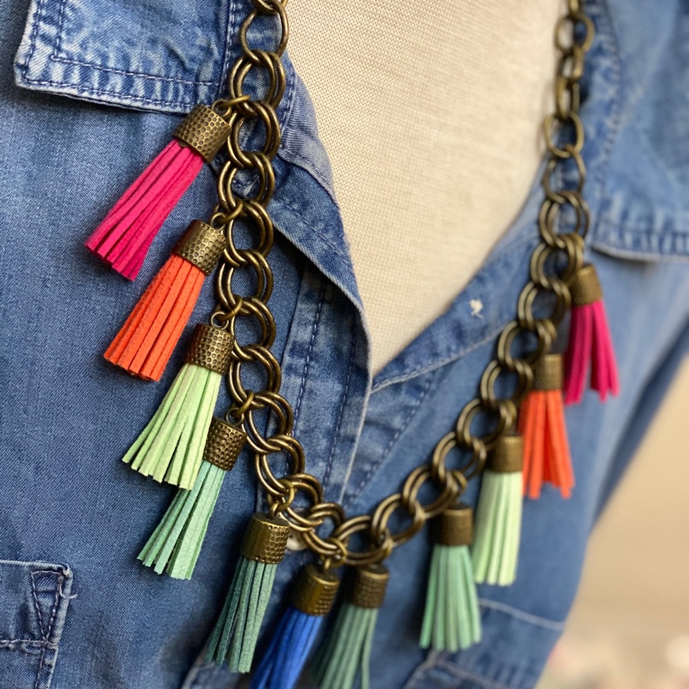Colorful fun tassel necklace